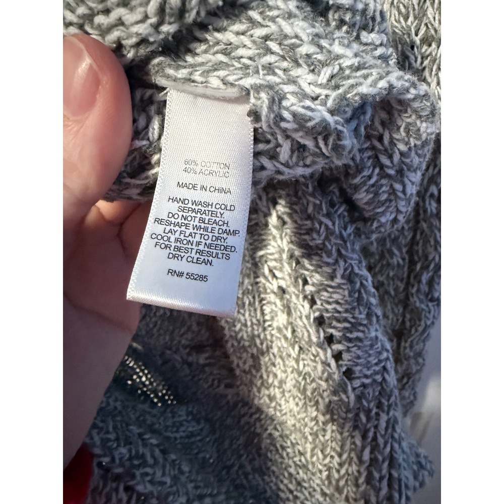 Express Sweater Womens XS Grey Cable Knit Pointelle Pullover - Picture 5 of 7